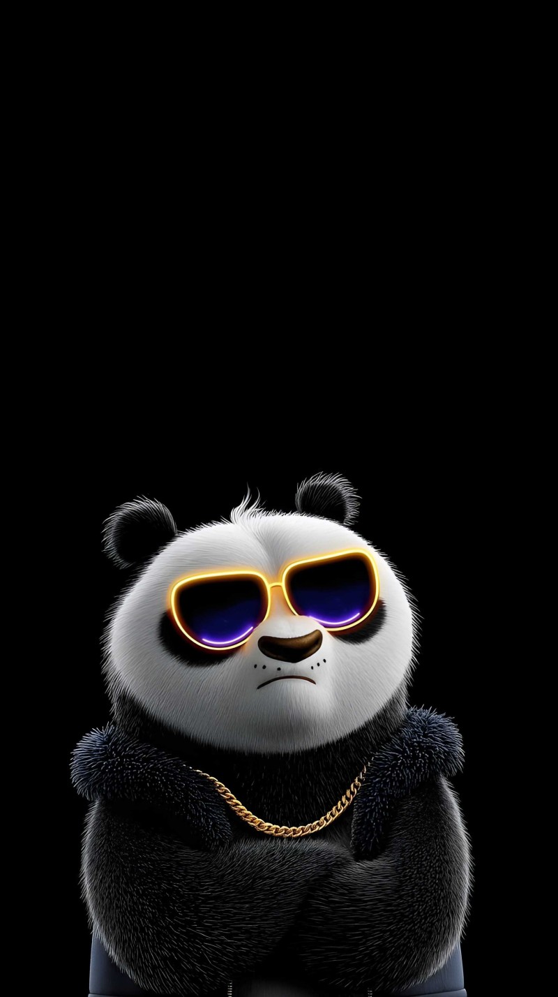 Cool Panda with Sunglasses Dark Aesthetic Wallpaper iPhone 4K Panda Wallpaper