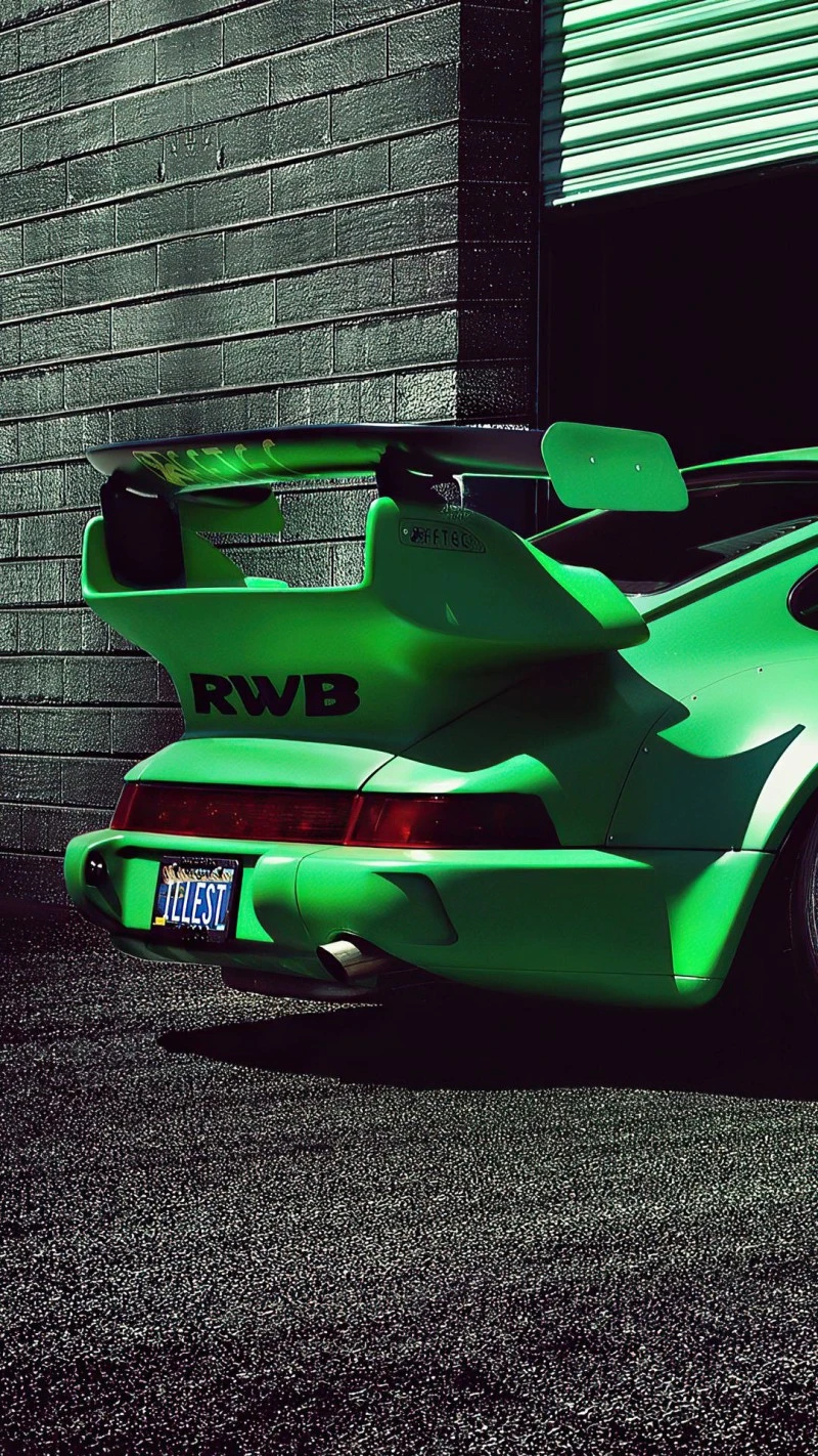 Green Porsche RWB 4K Mobile Wallpaper