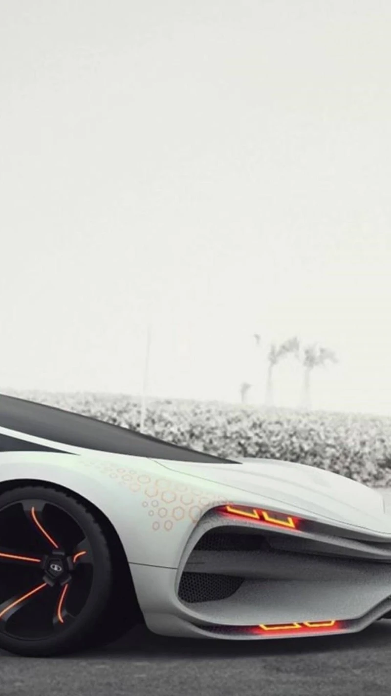 Futuristic White Sports Car 4K Mobile Wallpaper