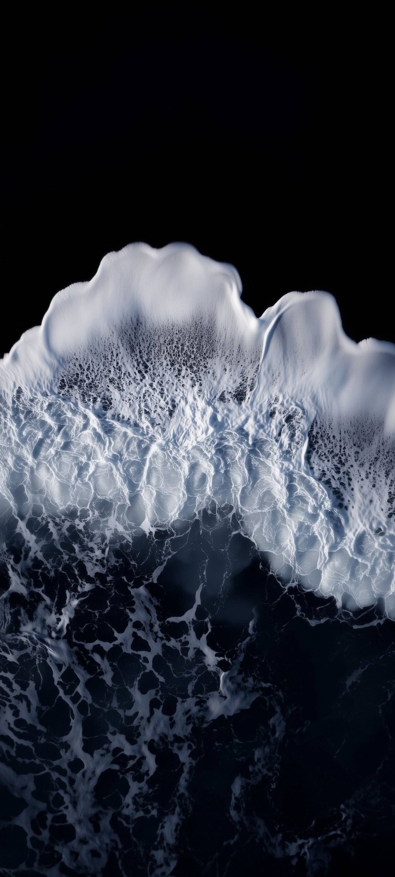 Foamy Ocean Wave Dark Background 4K Abs Wallpaper