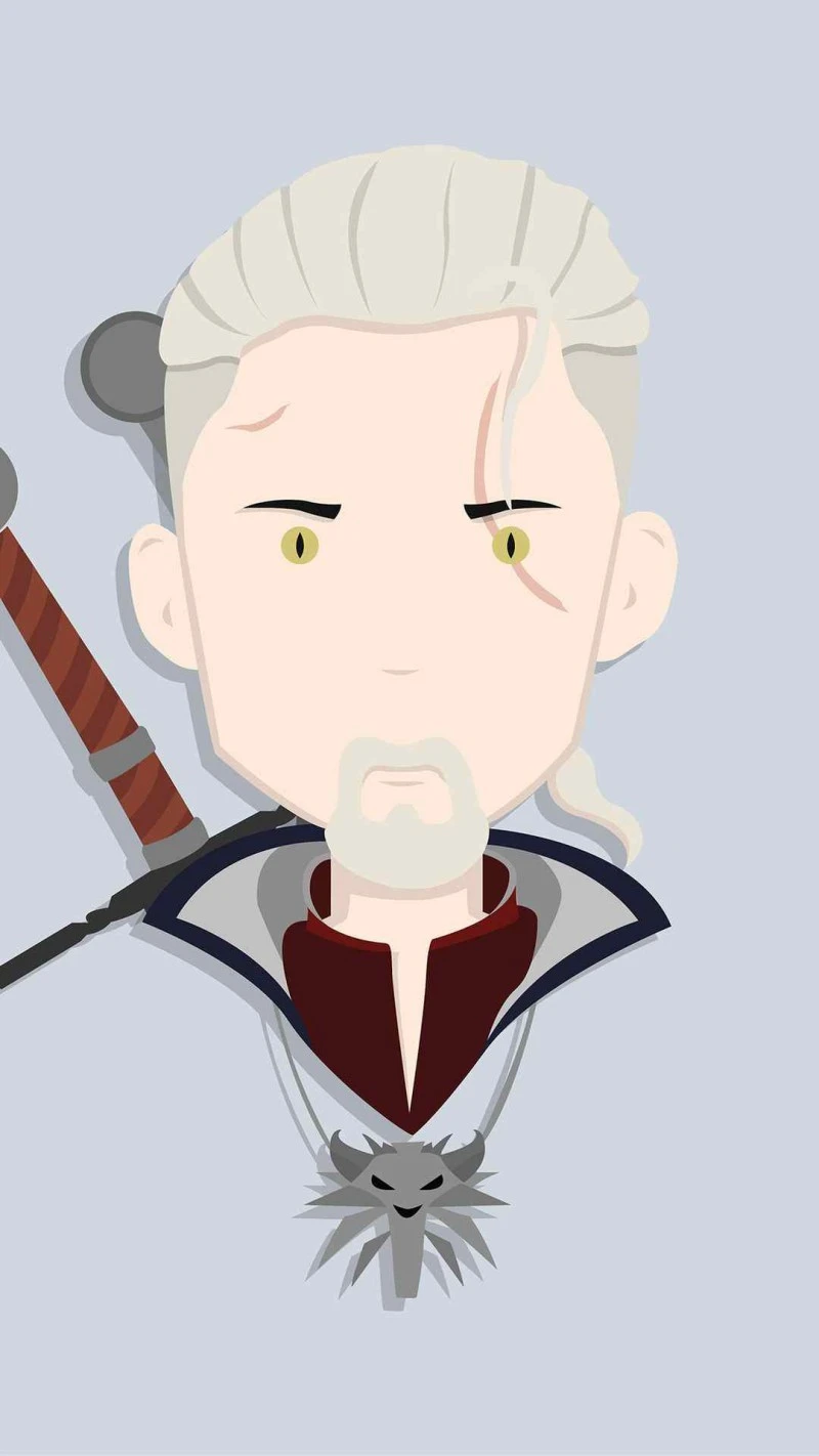 Geralt of Rivia Chibi 4K Mobile Wallpaper