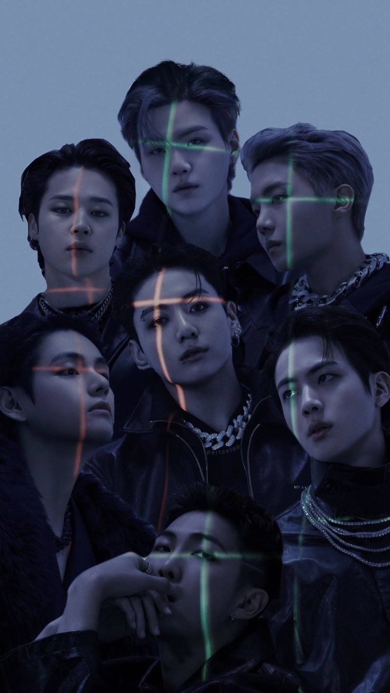 BTS Members Futuristic Neon Crosshairs Wallpaper 4K Group Wallpaper