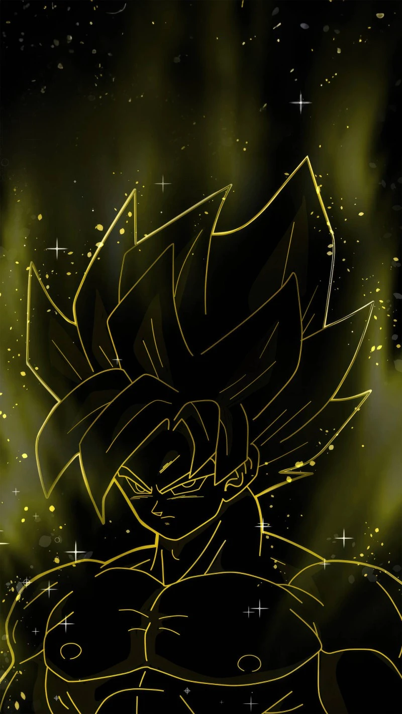 Goku Golden Silhouette 4K Mobile Wallpaper