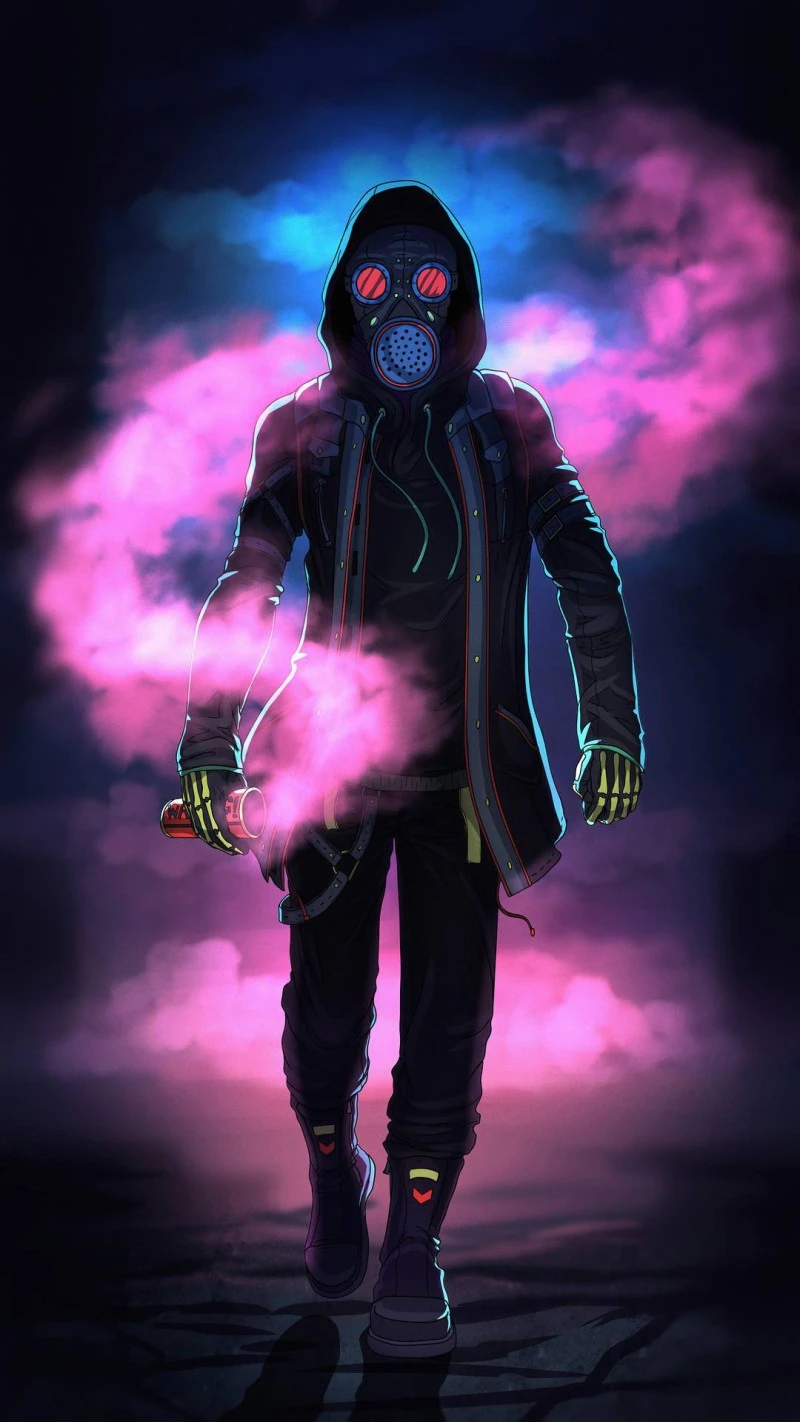 Toxic City Wanderer 4K Mobile Wallpaper