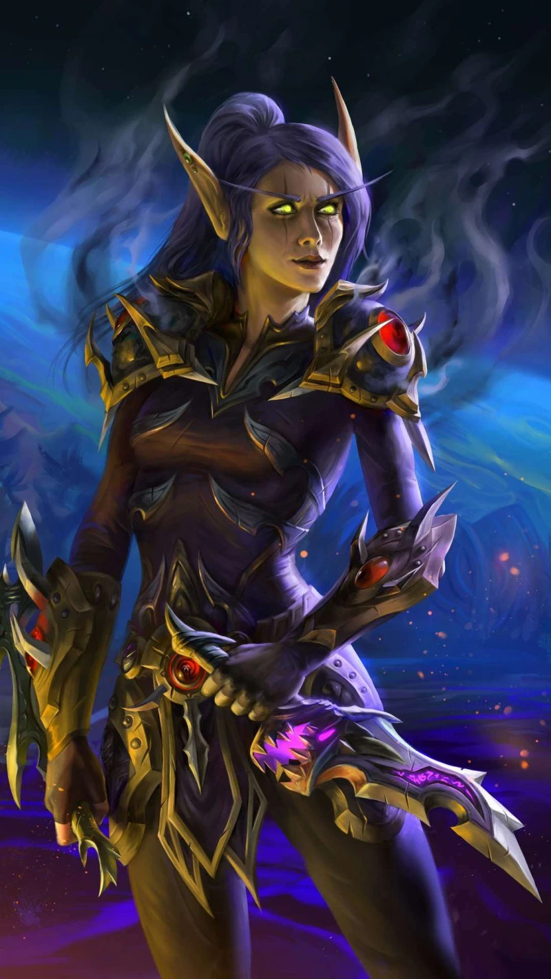 Night Elf Warrior 4K Mobile Wallpaper