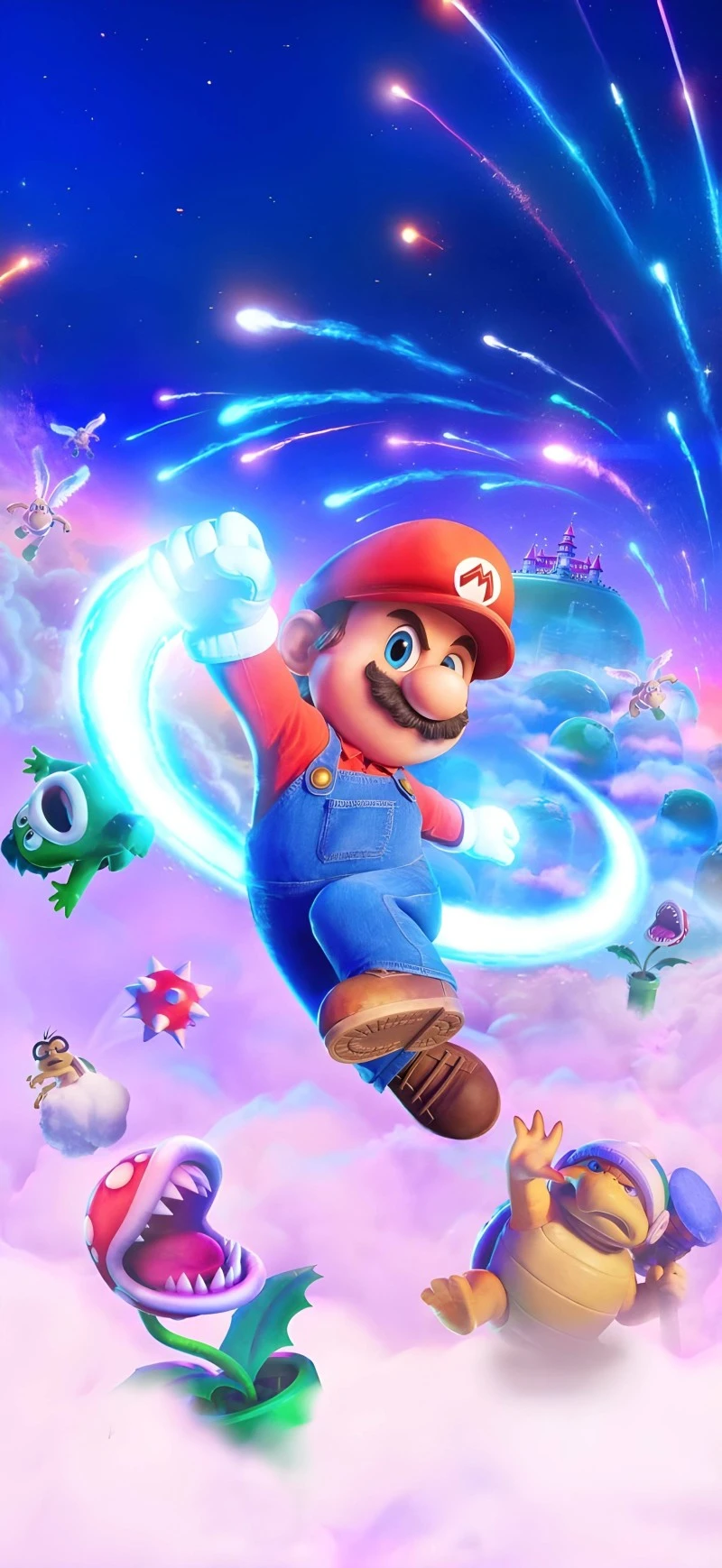 Mario in Space with Friends 4K Mobile Wallpaper