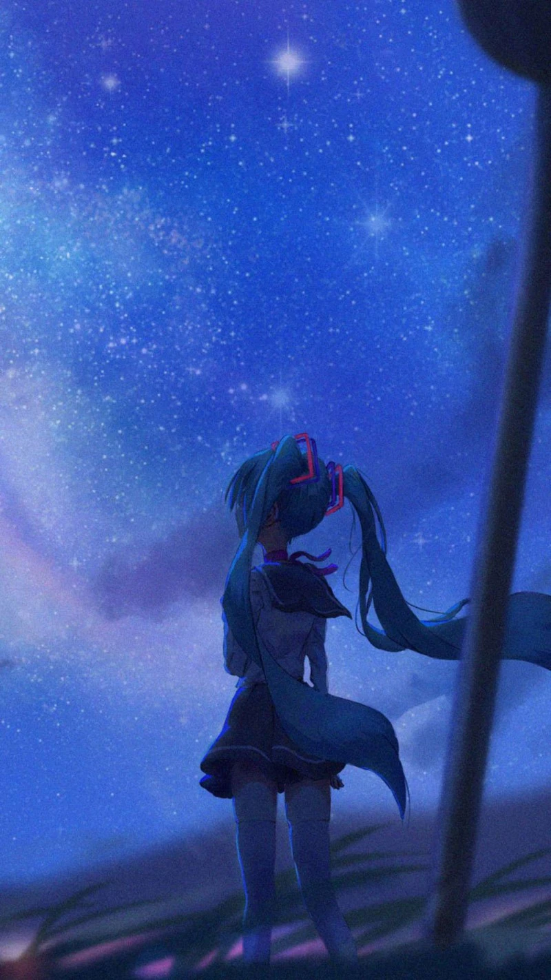 Hatsune Miku Under the Stars 4K Mobile Wallpaper