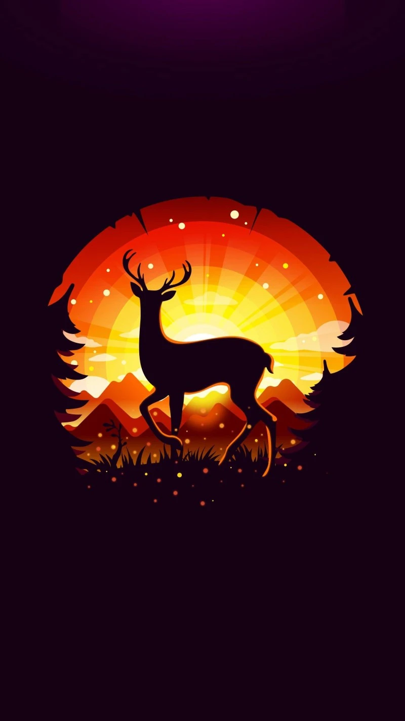 Deer at Sunset 4K Mobile Wallpaper