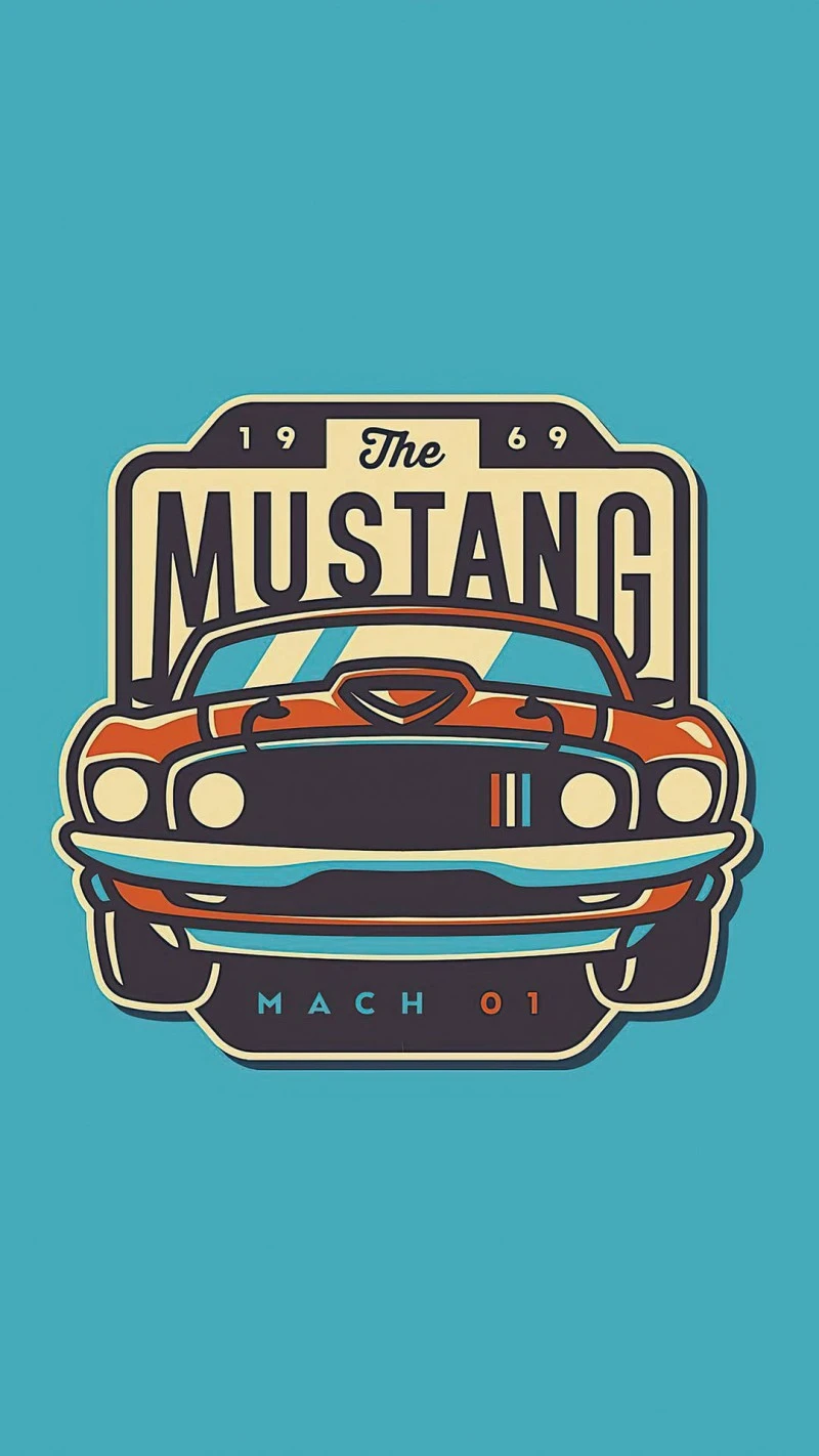 Classic Mustang Mach 1 Logo 4K Mobile Wallpaper