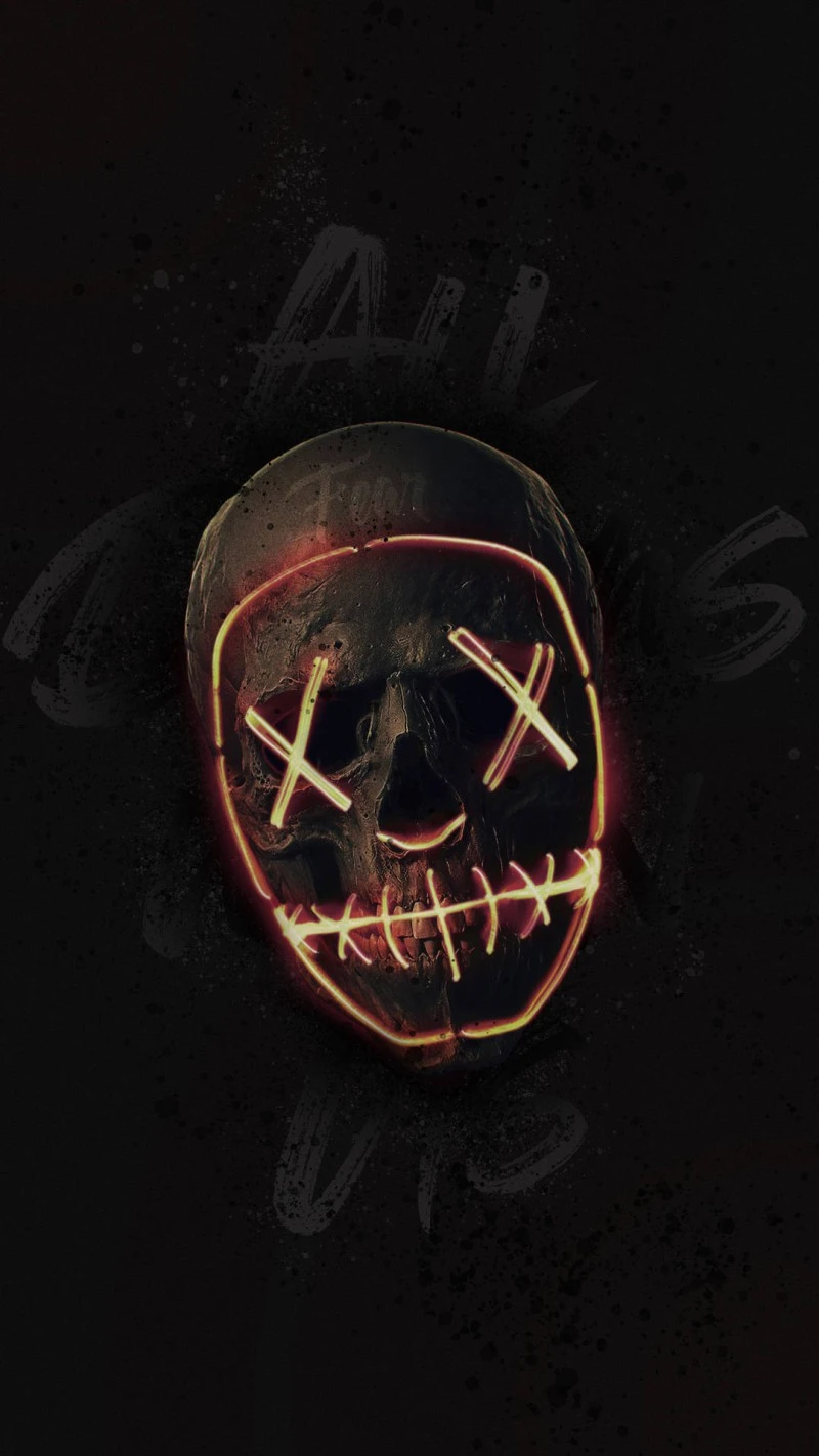 Neon Skull Mask 4K Mobile Wallpaper