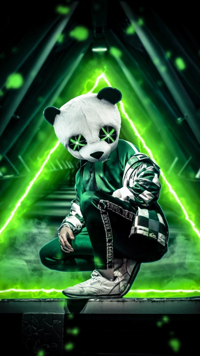 Green Panda Warrior 4K Mobile Wallpaper