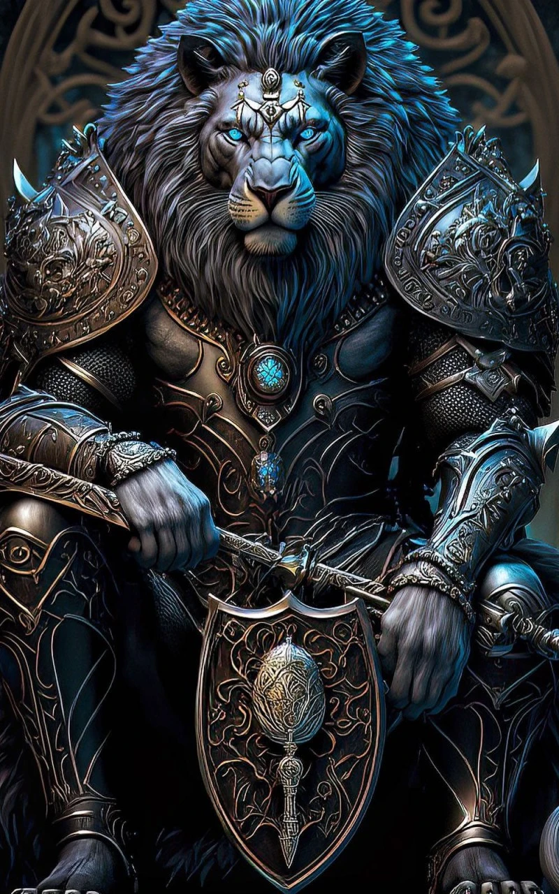 Royal Lion Knight 4K Mobile Wallpaper