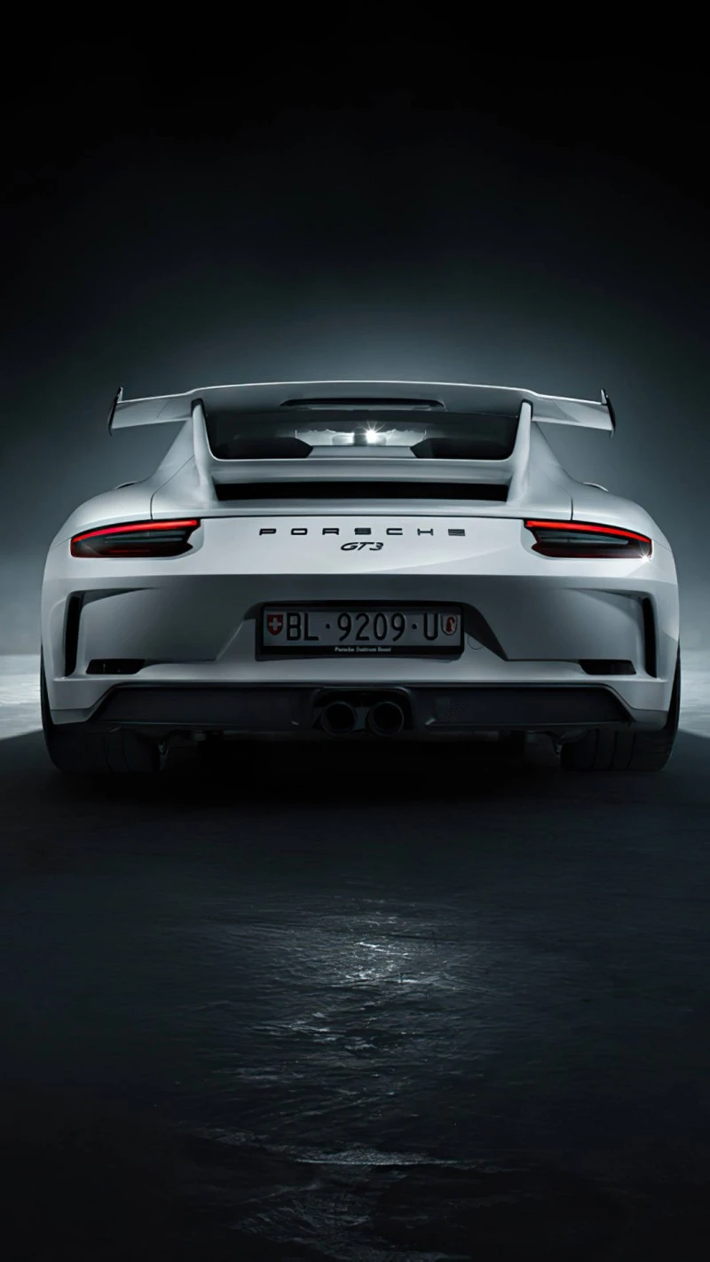 White Porsche 911 GT3 Rear View 4K Mobile Wallpaper
