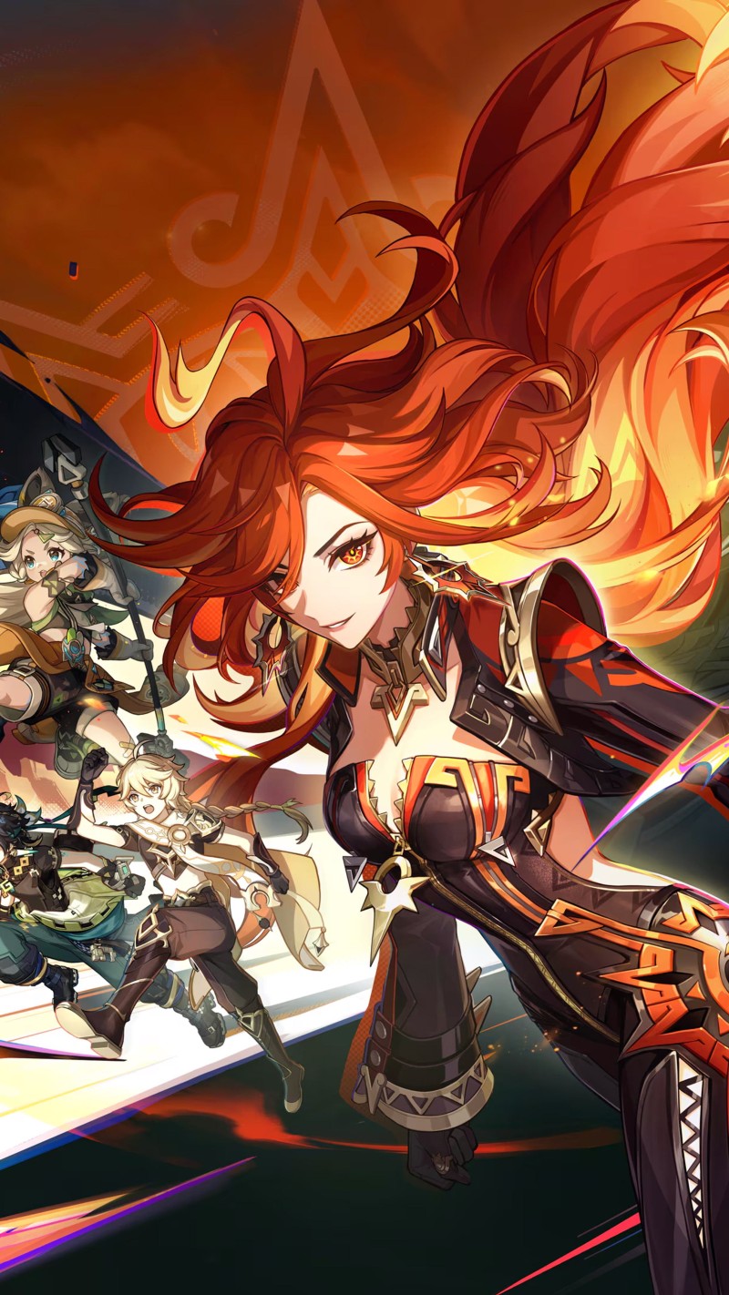 Vibrant Orange Anime Characters Action Scene Wallpaper for Mobile 4K Mobile Wallpaper