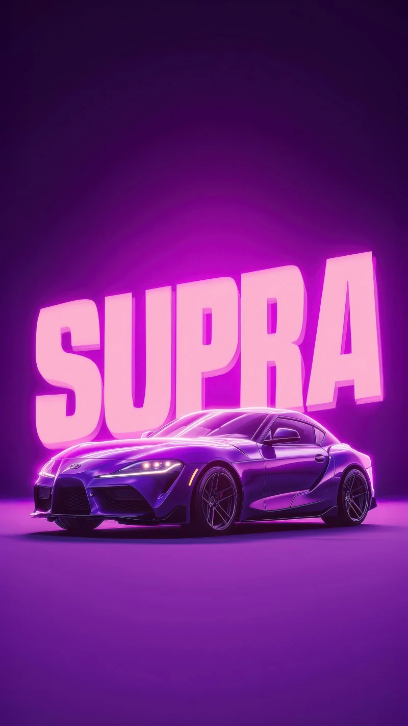 Supra in Purple Neon 4K Mobile Wallpaper