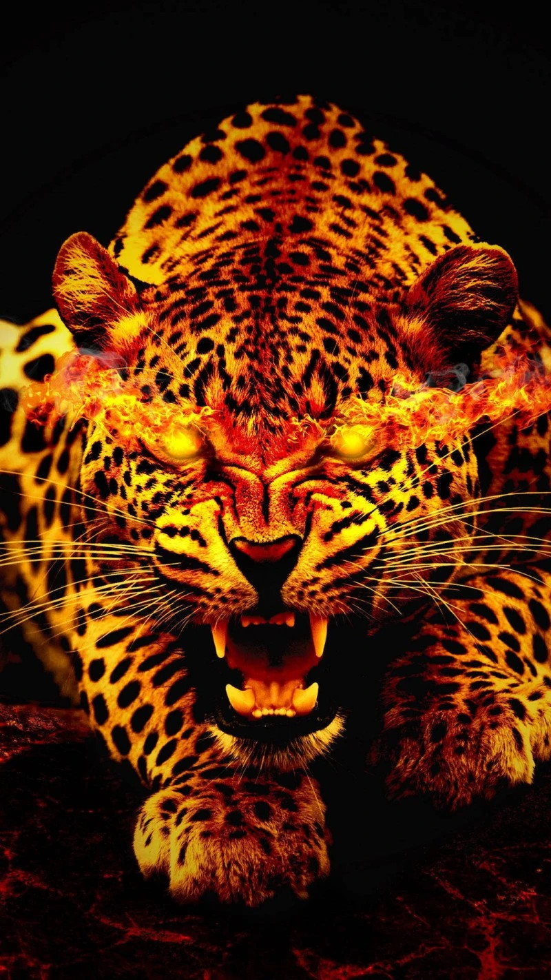 Fiery Leopard 4K Mobile Wallpaper