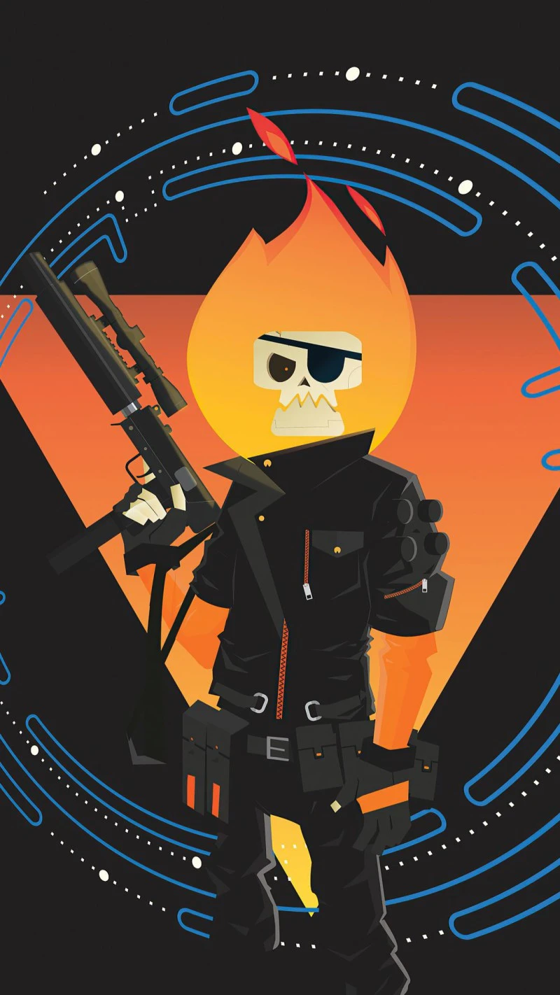 Flaming Skull Sniper 4K Mobile Wallpaper