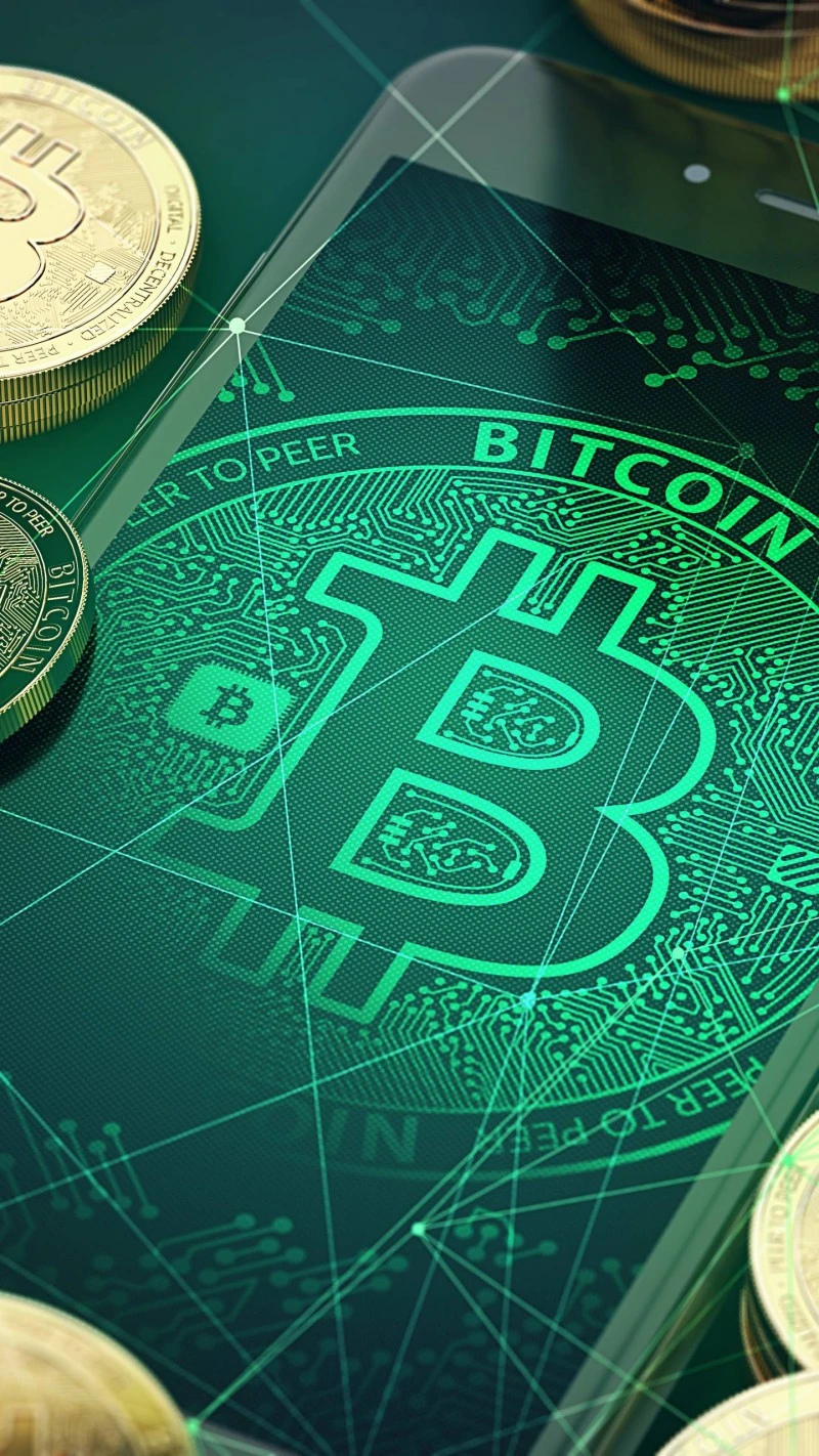 Bitcoin on Phone 4K Mobile Wallpaper