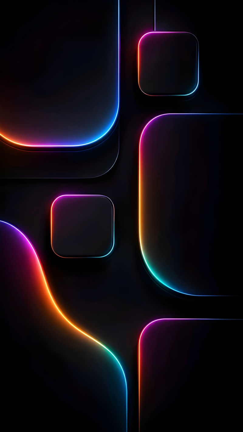 Vibrant Neon Shapes Dark Background Wallpaper for Mobile Devices 4K Dark Wallpaper