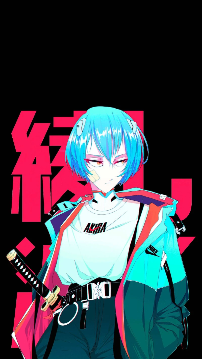 Cool Anime Girl with Katana 4K Mobile Wallpaper