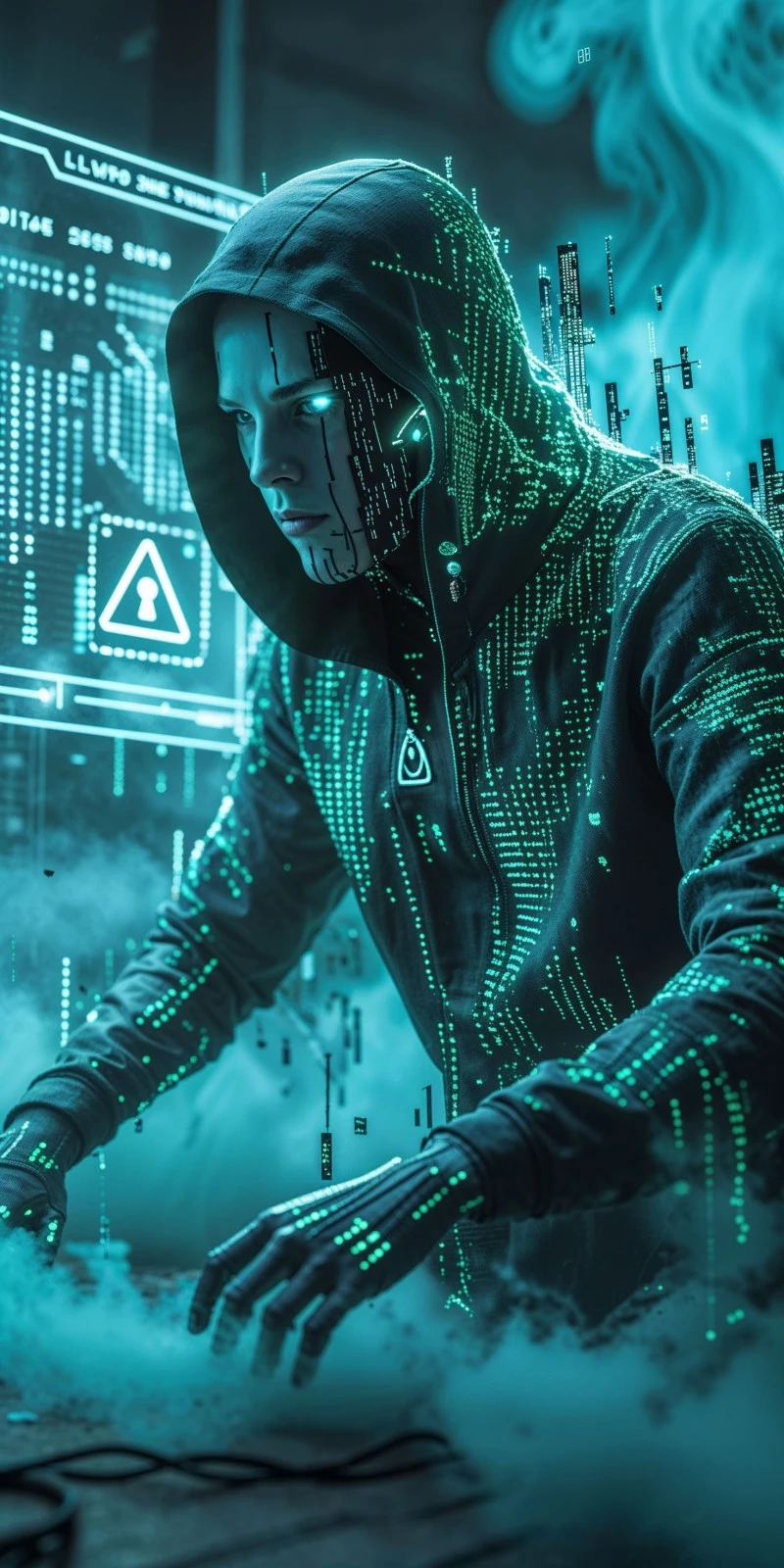 Cybernetic Hacker 4K Mobile Wallpaper
