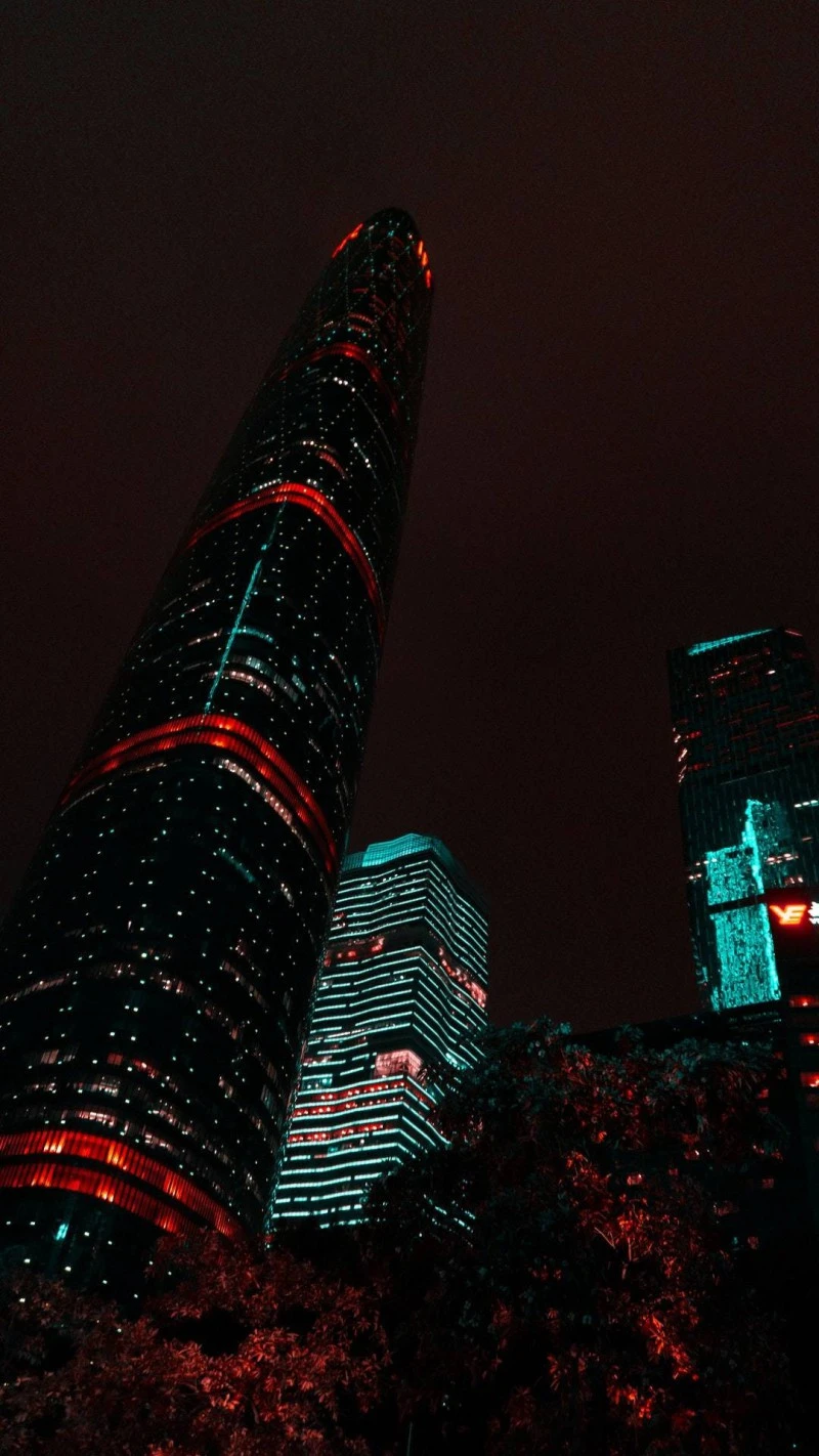 Night Skyscrapers 4K Mobile Wallpaper