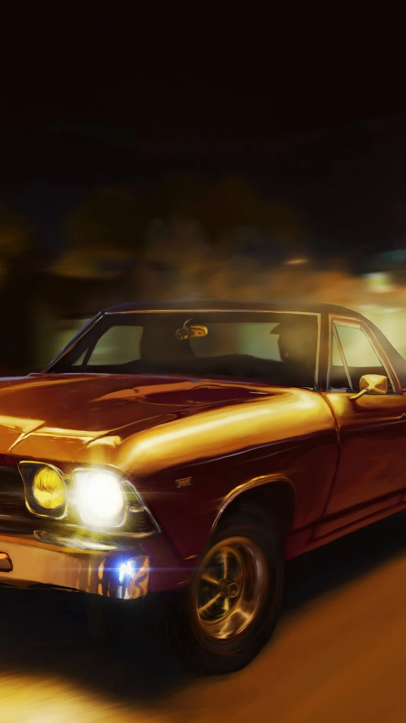 Night Drive Classic Pickup 4K Mobile Wallpaper