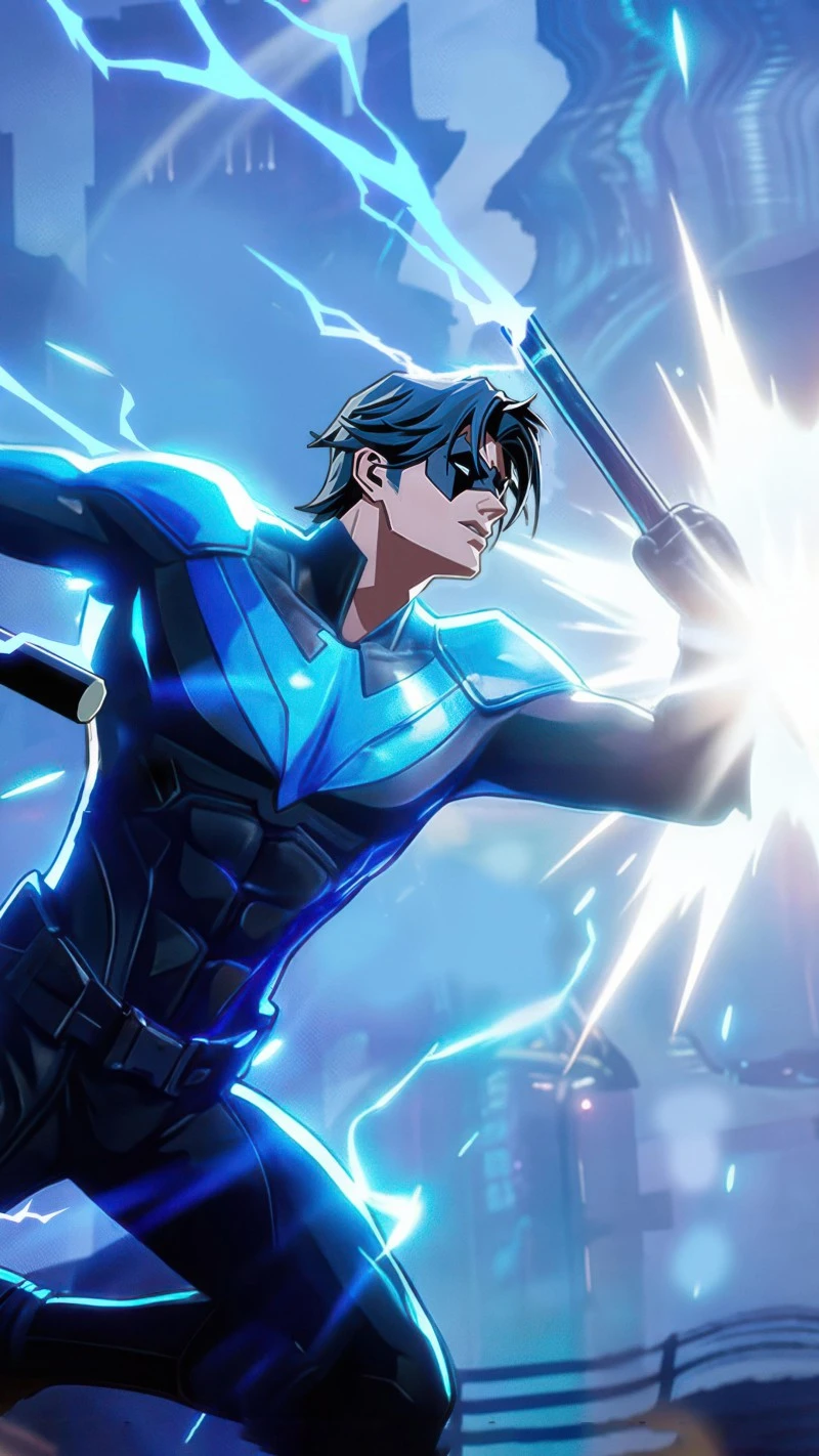 Nightwing in Action 4K Mobile Wallpaper