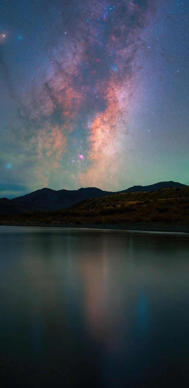 Milky Way Galaxy over Calm Lake 4K Mobile Wallpaper