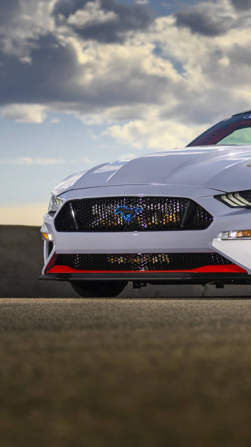 Ford Mustang Front Grille Close-up 4K Mobile Wallpaper