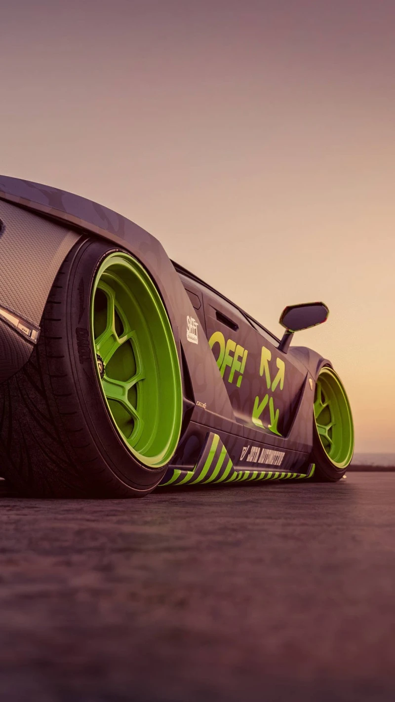 Modified Lamborghini at Sunset 4K Mobile Wallpaper