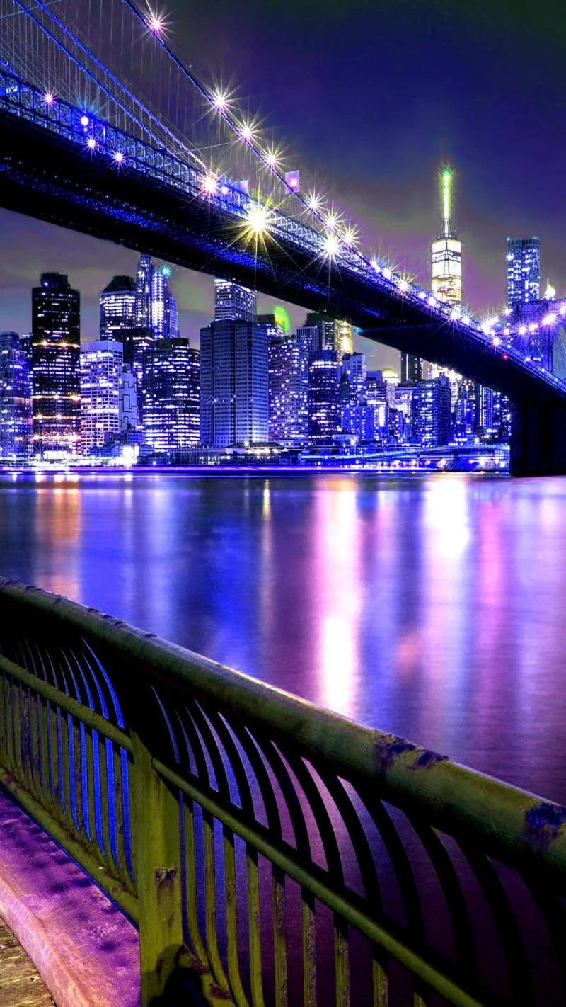 Brooklyn Bridge Night Lights 4K Mobile Wallpaper