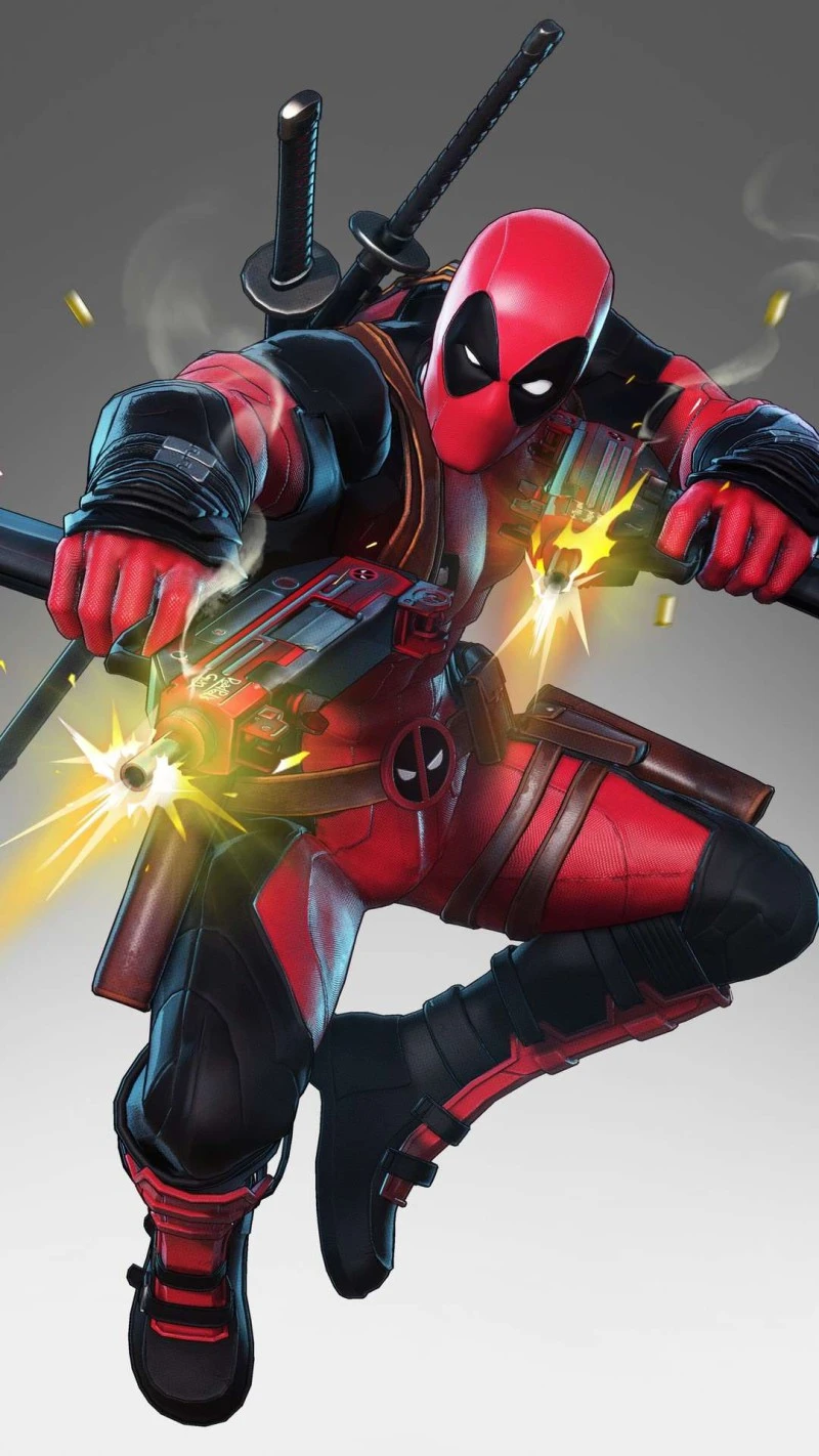 Deadpool Action Pose 4K Mobile Wallpaper