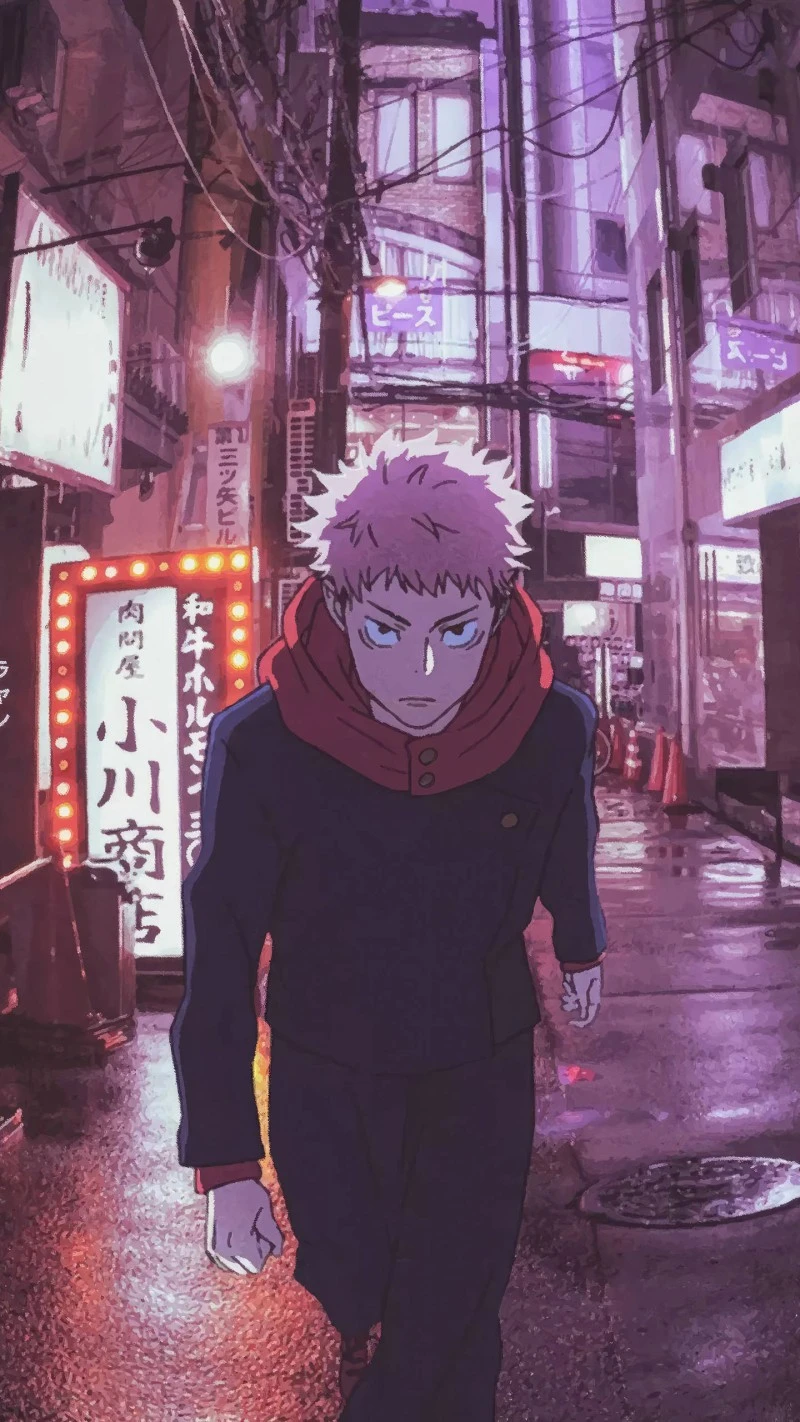 Anime Boy in City Alley 4K Mobile Wallpaper