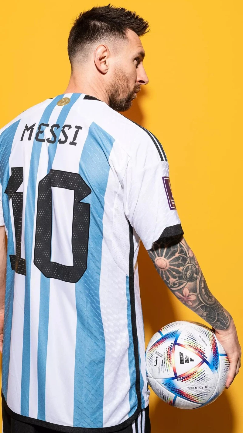 Lionel Messi with Football 4K Mobile Wallpaper