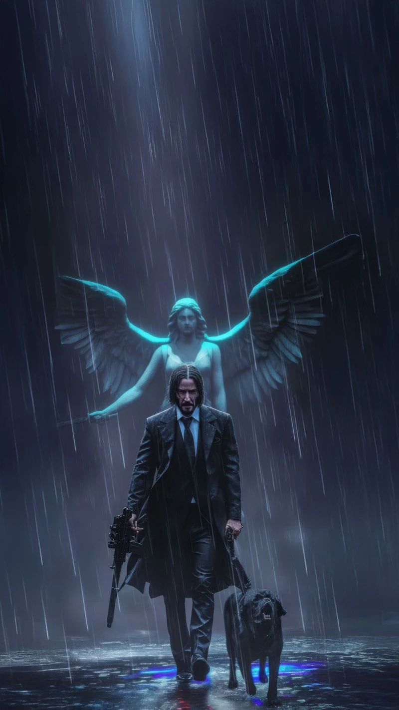John Wick and his Angel 4K Mobile Wallpaper