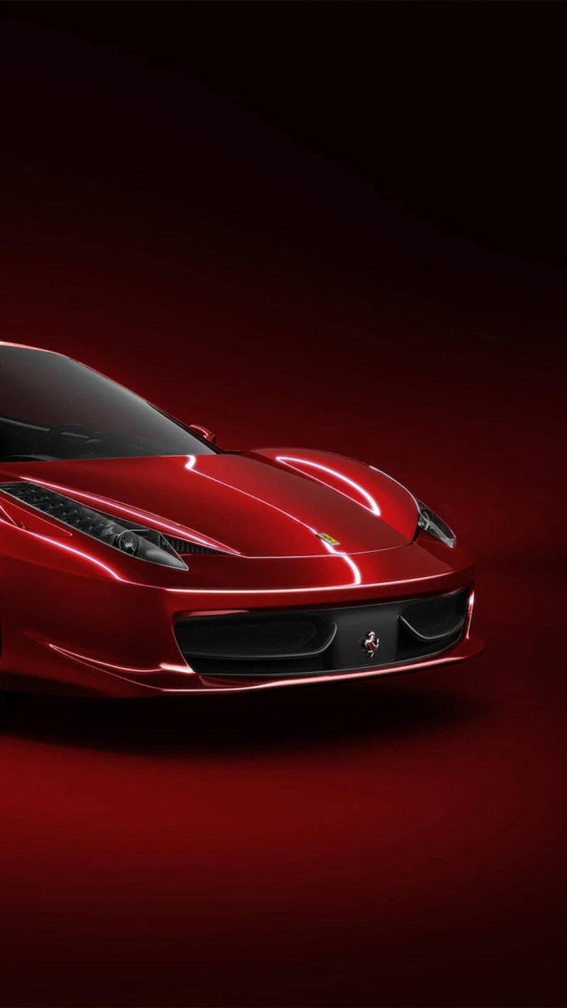 Red Ferrari 458 Italia Studio Shot 4K Mobile Wallpaper