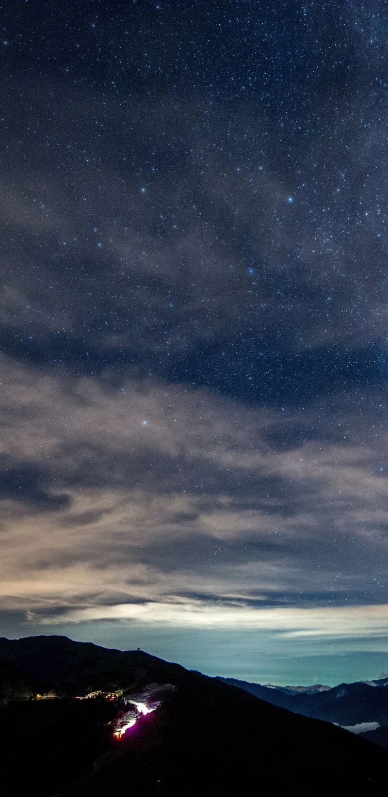 Night Sky over Mountain Ridge 4K Mobile Wallpaper
