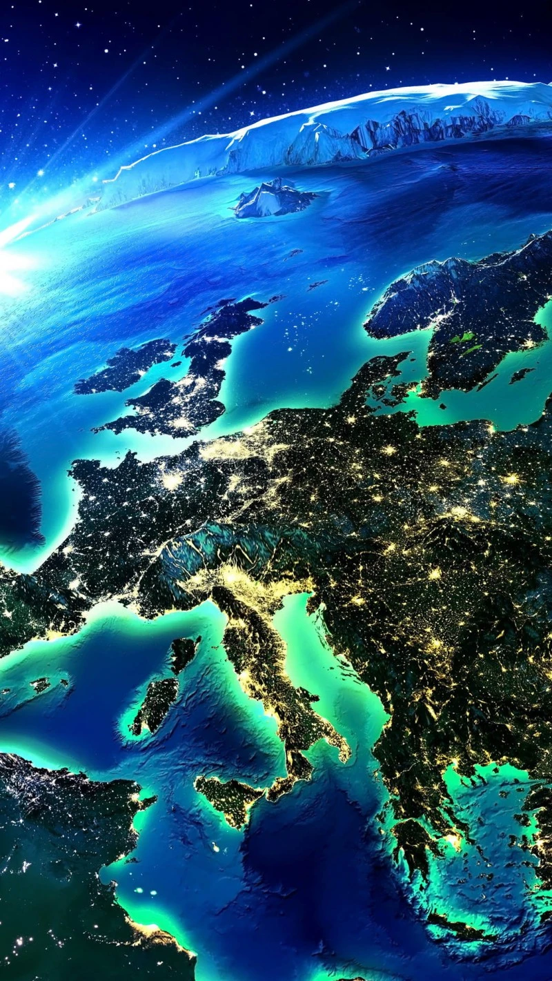 Europe Glows at Night from Space 4K Mobile Wallpaper