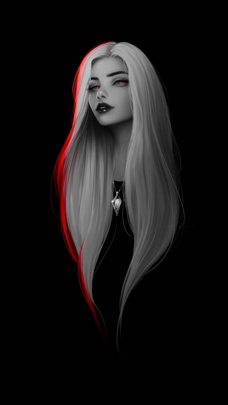 Monochrome Portrait with Red Accent 4K Mobile Wallpaper