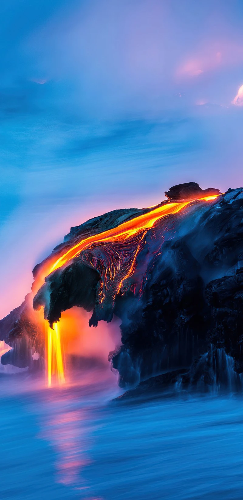 Lava Flow into the Ocean 4K Mobile Wallpaper