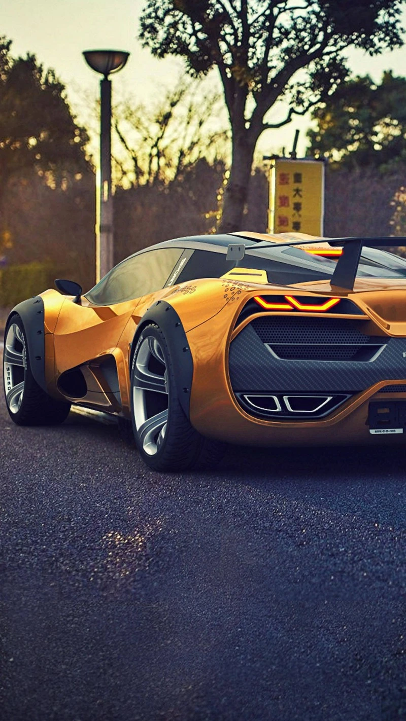 Golden Concept Supercar 4K Mobile Wallpaper