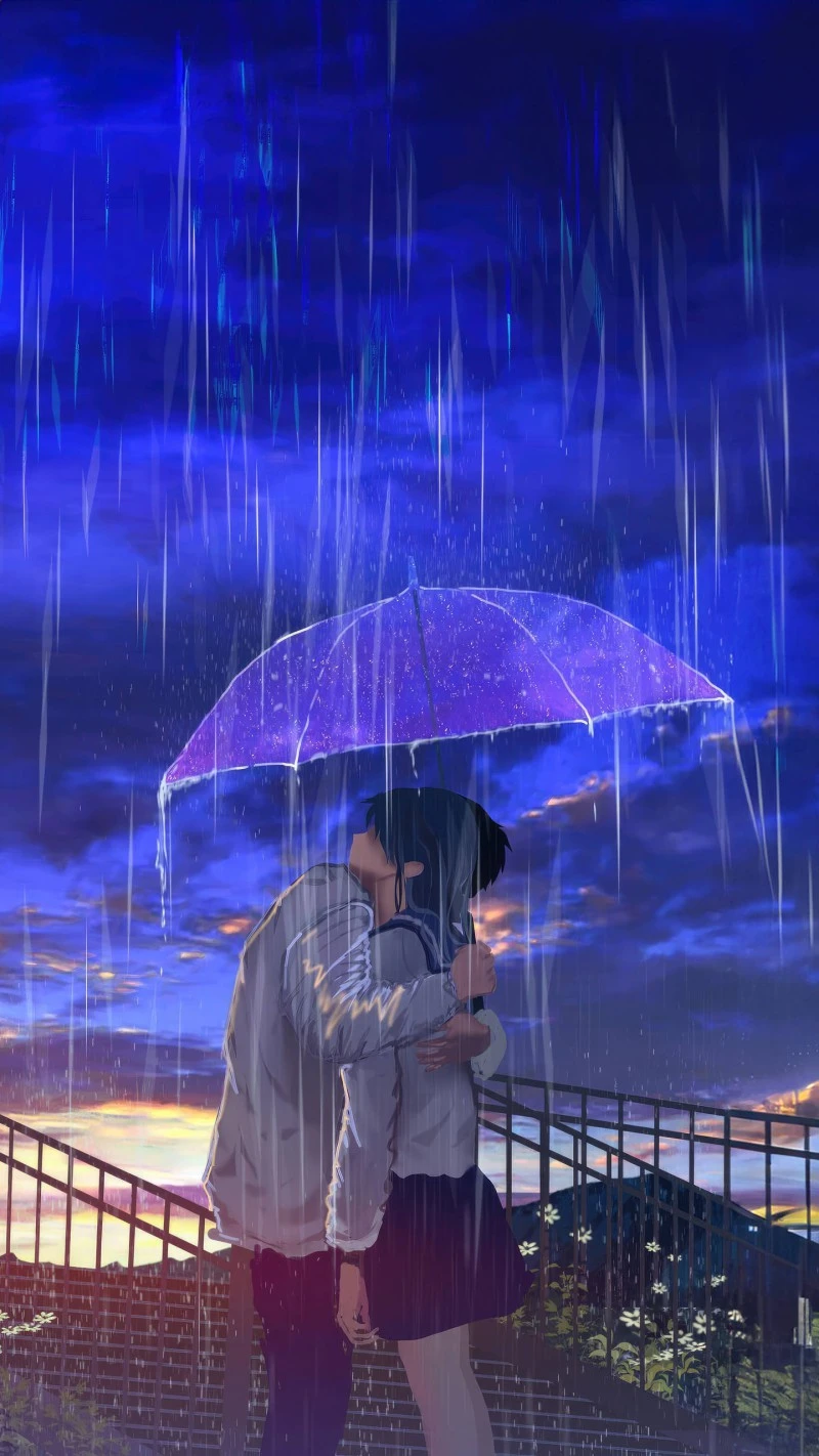 Rainy Day Embrace 4K Mobile Wallpaper