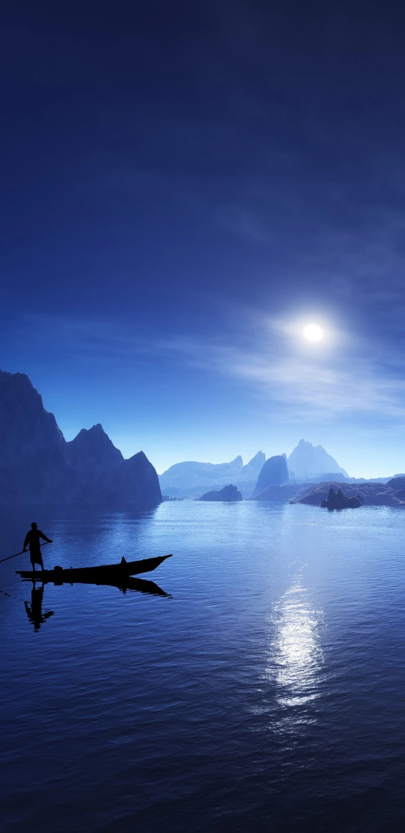 Solitary Boatman at Dusk 4K Mobile Wallpaper