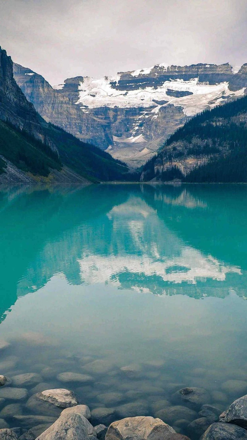 Serene Glacial Lake Reflection 4K Mobile Wallpaper