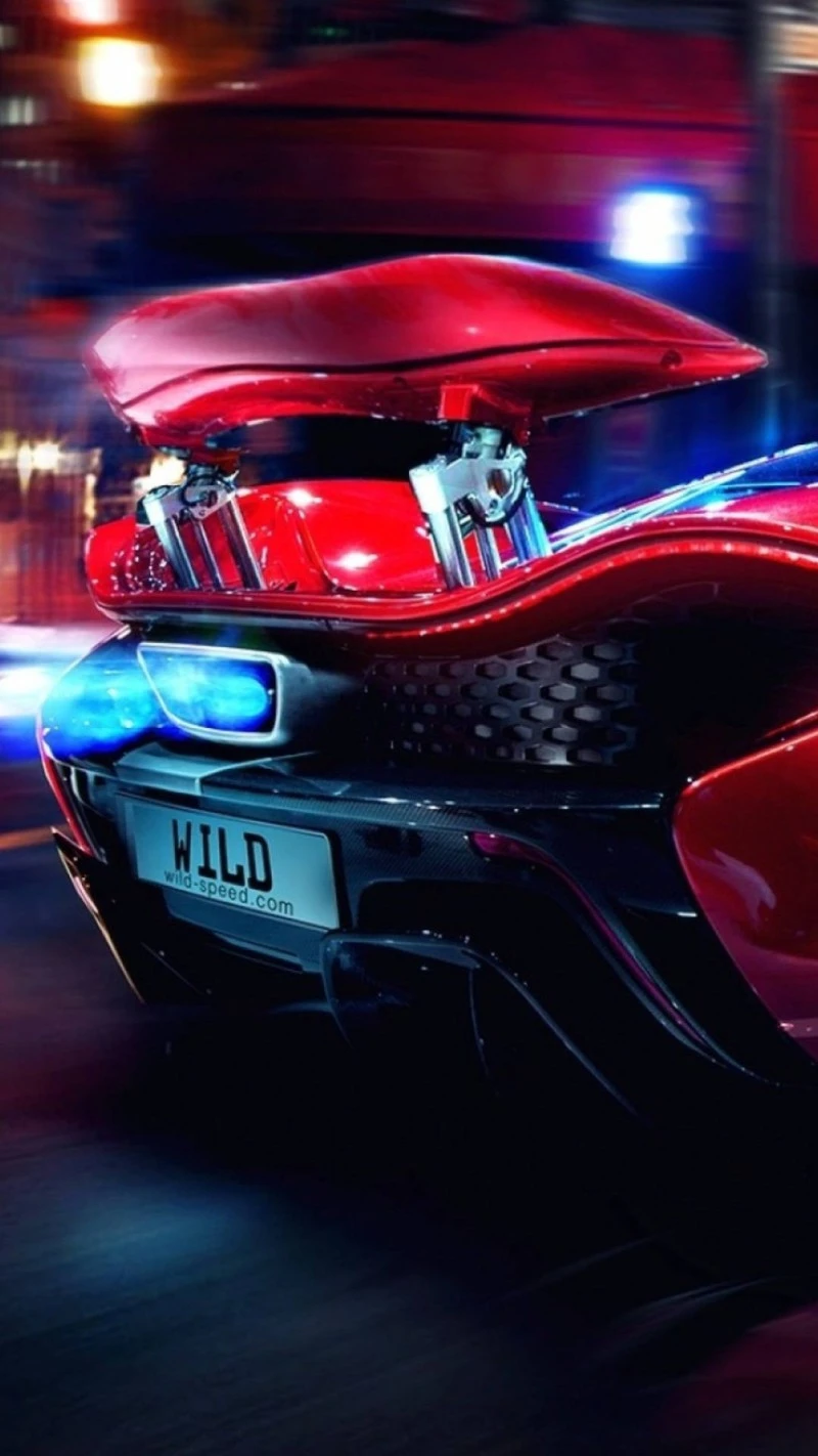 McLaren P1: Red Night Drive 4K Mobile Wallpaper