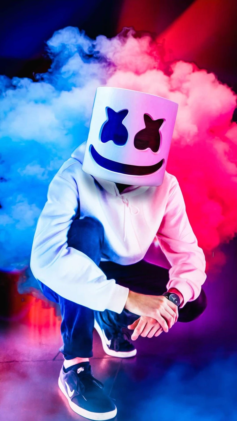 Marshmello in Smoke 4K Mobile Wallpaper
