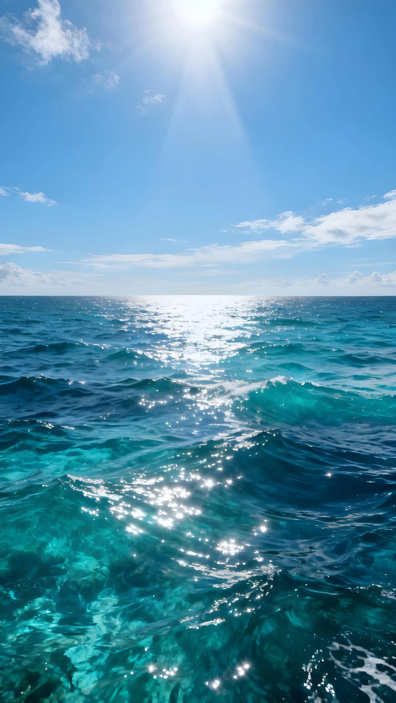 Serene Ocean Waves on a Sunny Day Nature Wallpaper 4K Mobile Wallpaper