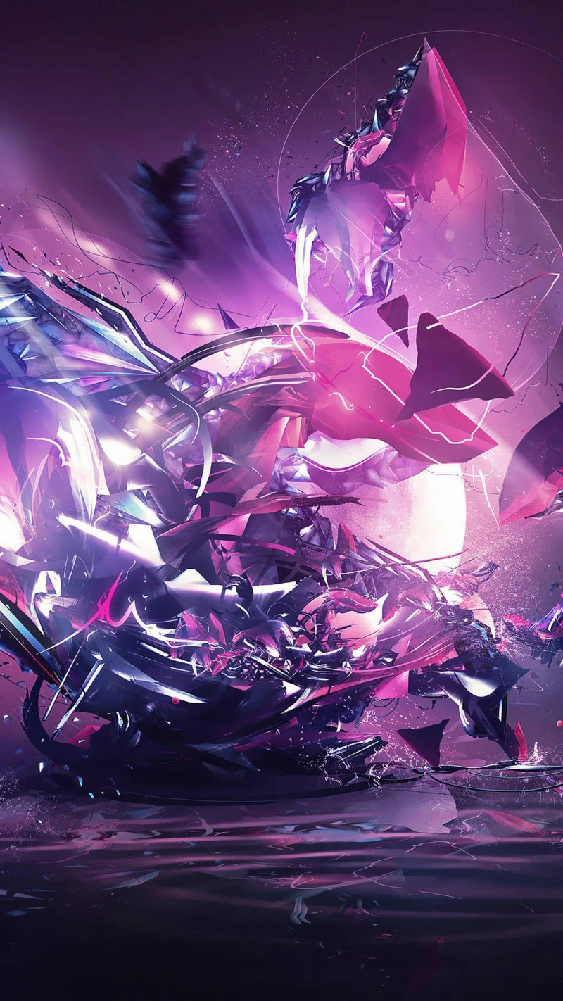 Purple Fractured Energy 4K Mobile Wallpaper