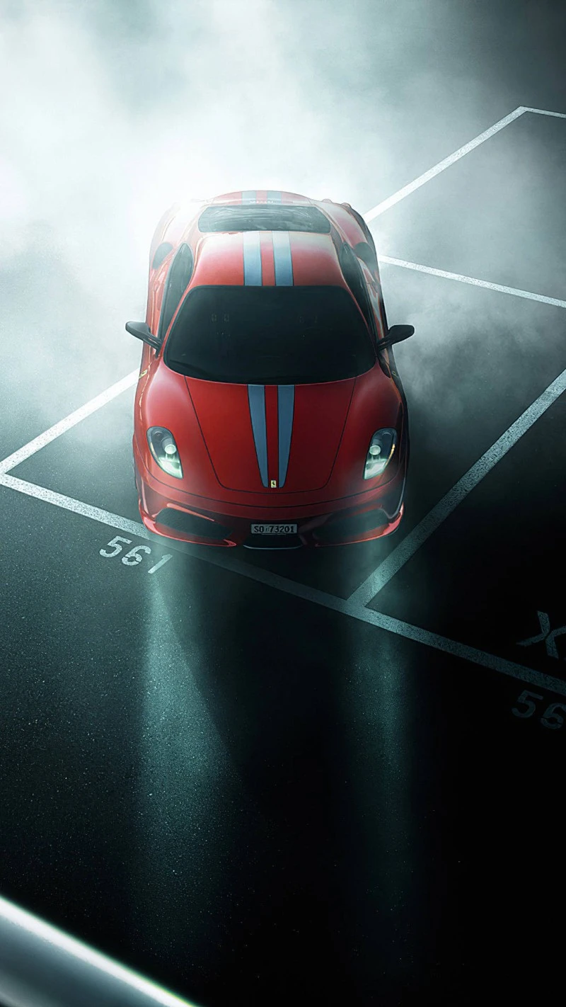 Red Ferrari 458 Italia in Fog 4K Mobile Wallpaper